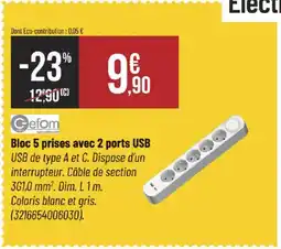 Bricorama Bloc 5 prises avec 2 ports USB offre