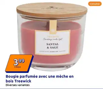 Action Bougie parfumée avec une mèche en bois treewick offre