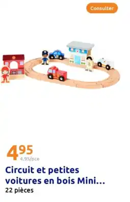Action Circuit et petites voitures en bois mini offre