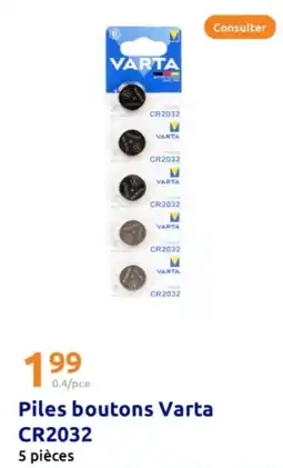 Action Piles boutons varta cr2032 offre