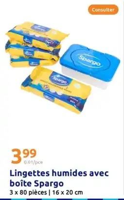 Action Lingettes humides avec boîte spargo offre