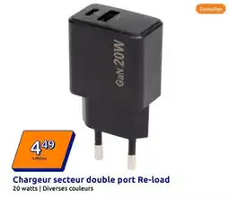 Action Chargeur secteur double port re-load offre