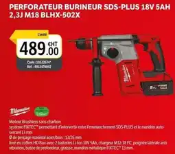 DomPro Milwaukee - perforateur burineur sds-plus 18v 5ah 2.3j m18 blhx-502x offre