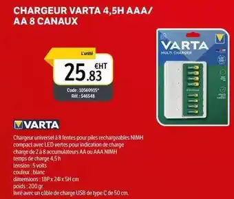 Varta - chargeur 4.5h aaa/ aa 8 canaux