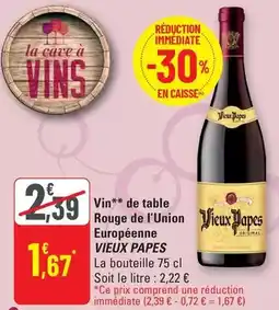 G20 Vieux pape - vin de table rouge de l'union européenne offre