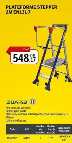 DomPro Duarib - plateforme stepper 2m en131-7 offre