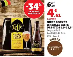 Super U Biere blonde d'abbaye leffe prestige 1240 8,5 offre
