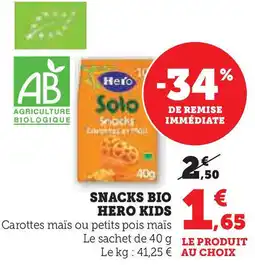 Super U Snacks bio hero kids offre