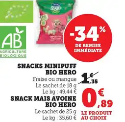 Super U Snacks minipuff bio hero offre