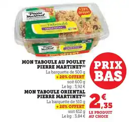 Super U Mon taboule au poulet pierre martinet offre