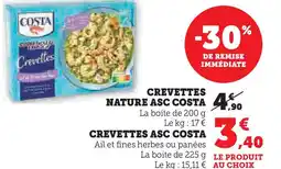 Super U Crevettes nature asc costa offre