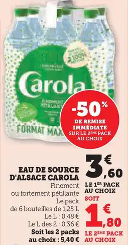Super U Eau de source d'alsace carola offre