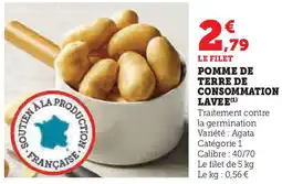 Super U Pomme de terre de consommation lavee(¹) offre