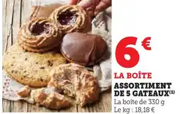 Super U Assortiment de 5 gateaux offre