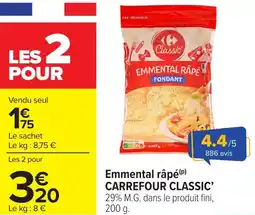 Carrefour Market Emmental râpé carrefour classic offre
