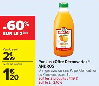 Carrefour Market Pur jus offre découverte andros offre