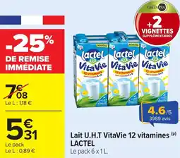 Carrefour Market Lait u.h.t vitavie 12 vitamines lactel offre