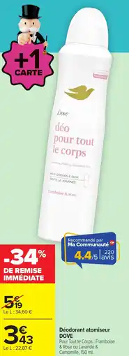 Carrefour Market Déodorant atomiseur dove offre