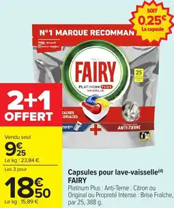 Carrefour Market Capsules pour lave-vaisselle fairy offre