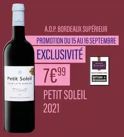 Monoprix Petit Soleil A.O.P. Bordeaux supérieur Petit Soleil 2021 offre
