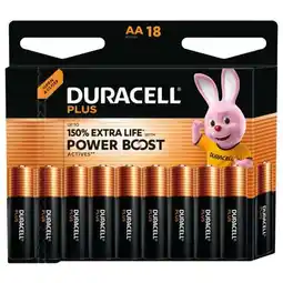 Carrefour DURACELL Lot de 18 piles Plus Power Boost Duracell AA/LR6 offre