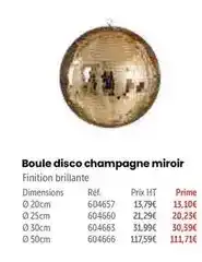 Retif Boule disco champagne miroir offre