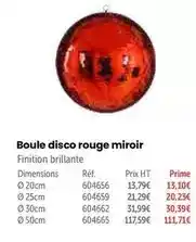Retif Boule disco rouge miroir offre