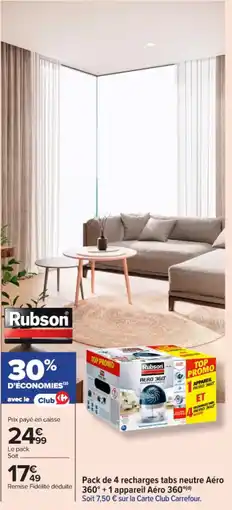Carrefour Market Pack de 4 recharges tabs neutre aéro 360°+1 appareil aéro 360° offre