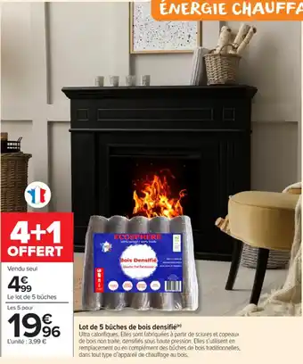 Carrefour Market Lot de 5 bûches de bois densifié offre