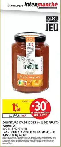 Intermarché Paquito - confiture d'abricots 64% de fruits offre