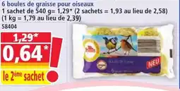 Norma 6 boules de graisse pour oiseaux offre