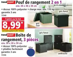 Norma Trend stabil pouf de rangement 2 en 1 offre