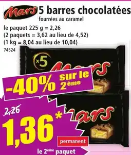 Norma Mars5 barres chocolatées offre