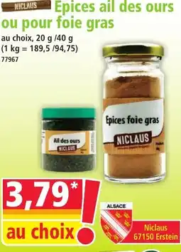 Norma NICLAUS Epices ail des ours ou pour foie gras offre