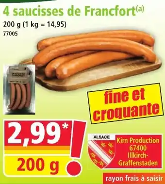 Norma 4 saucisses de Francfort offre