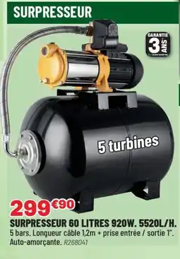 Brico Pro Surpresseur 60 litres 920w. 5520l/h offre