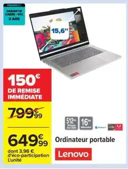 Carrefour Ordinateur portable Lenovo offre