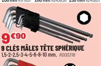 Brico Pro 9 clés mâles tête sphérique offre