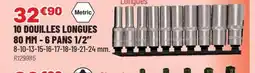 Brico Pro 10 douilles longues 80 mm-6 pans 1/2" offre