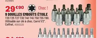 Brico Pro 9 douilles embouts étoile offre