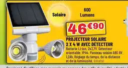 Brico Pro Projecteur solaire 2x4w avec détecteur offre