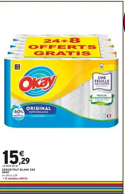 Intermarché OKAY Essuie-tout blanc x24 offre