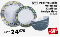 Narbonne accessoires Kampa Pack vaisselle mélamine 12 pièces Design Flora offre