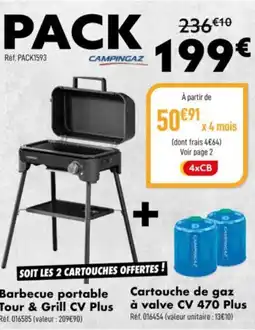 Narbonne accessoires Barbecue portable Tour & Grill CV Plus+Cartouche de gaz à valve CV 470 Plus offre