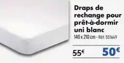 Narbonne accessoires Draps de rechange pour prêt-à-dormir uni blanc offre