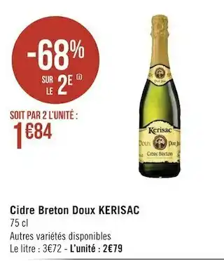 Géant Casino Kerisac cidre breton doux offre