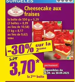 Norma Cheesecake aux fraises offre