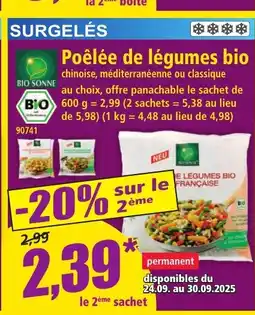 Norma BIO SONNE Poêlée de légumes bio offre