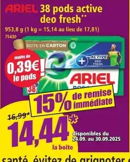 Norma ARIEL 38 pods active deo fresh offre