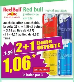 Norma RED BULL tropical, pastèque, juneberry ou myrtille offre